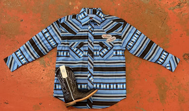 BOYS ROCK AND ROLL TURQUOISE AZTEC STRIPE LONG SLEEVE (RRBSOSRZ81)