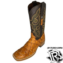 Load image into Gallery viewer, BIG BASS BOOT | BRANDY COLOR SQUARE TOE ORIGNAL FISH LEATHER