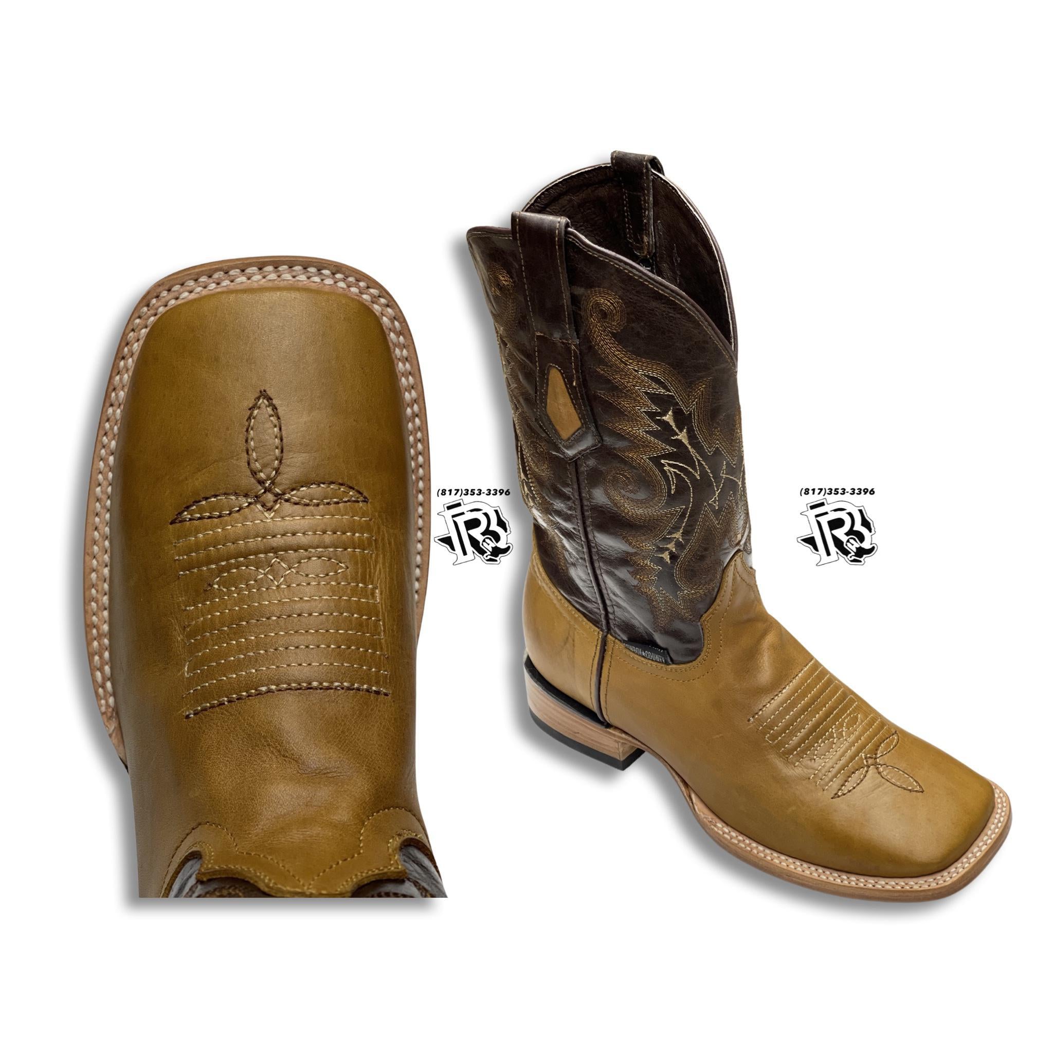 “ Hank “ | Men Western Boots Light Brown Square Toe Leather