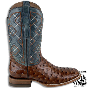 OSTRICH SHEDRON PRINT | MEN SQUARE TOE WESTERN COWBOY BOOTS
