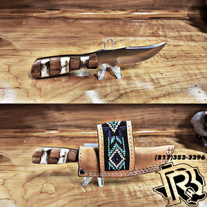 CIRCLE SH KNIFE WITH BEADED SHEATH KNC-68LOWK