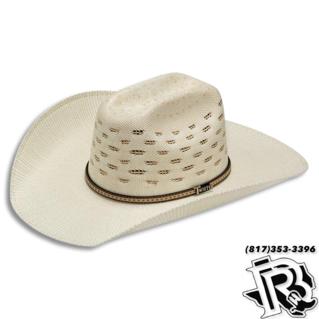 Twister Unisex Bangora Ivory and Tan Western Straw Hat T71820