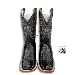 CAIMAN BELLY ORIGNAL BLACK | MEN WESTERN SQUARE TOE BOOTS ARANGO