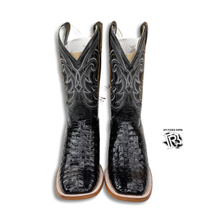 -CAIMAN BELLY ORIGNAL BLACK | MEN WESTERN SQUARE TOE BOOTS