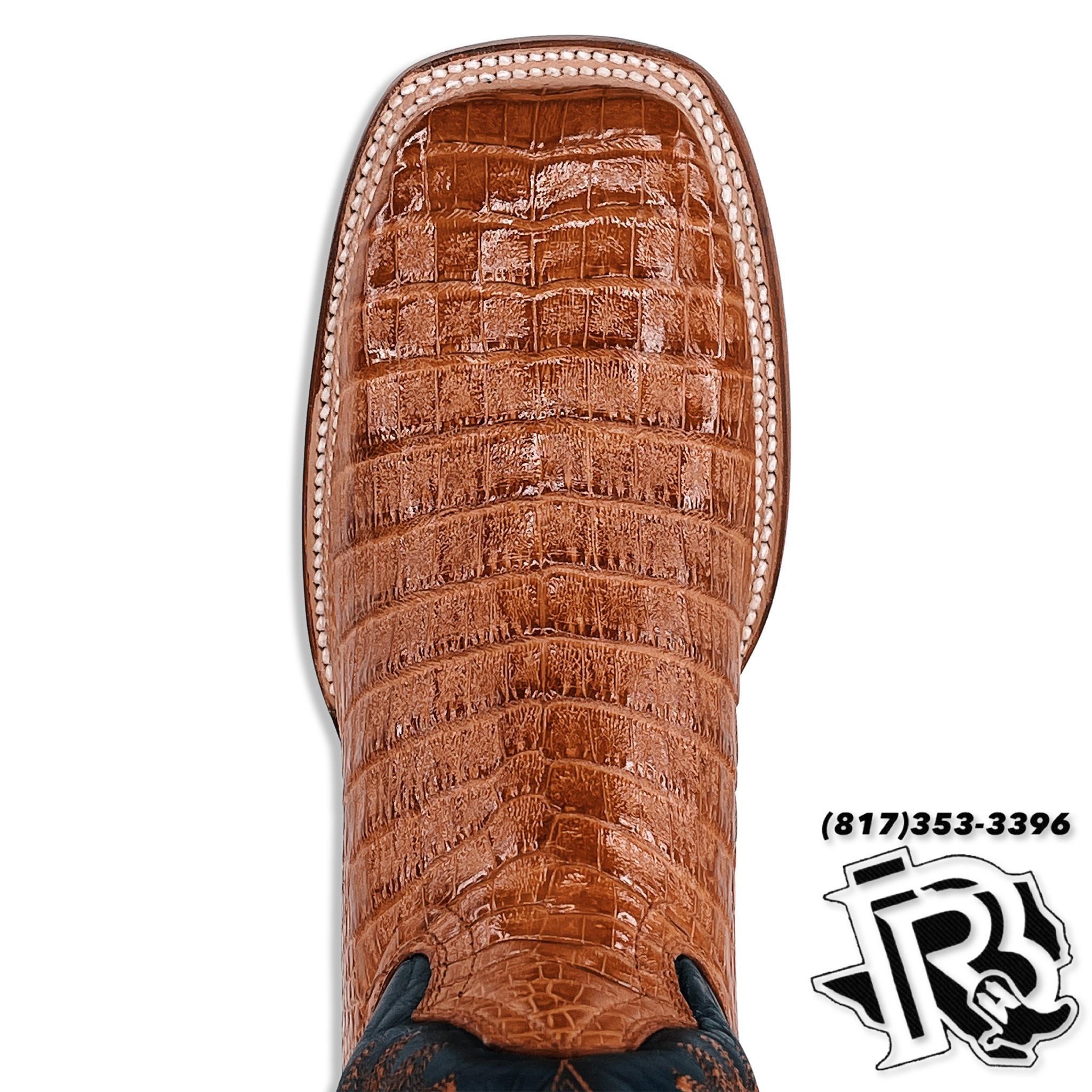 CAIMAN BELLY COGNAC ORIGNAL MEN SQUARE TOE BOOTS ARANGO Botas
