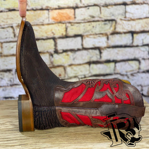 BR BOOTS BULL SHOULDER CHOCOLATE HANDMADE SQUARE TOE BOOTS