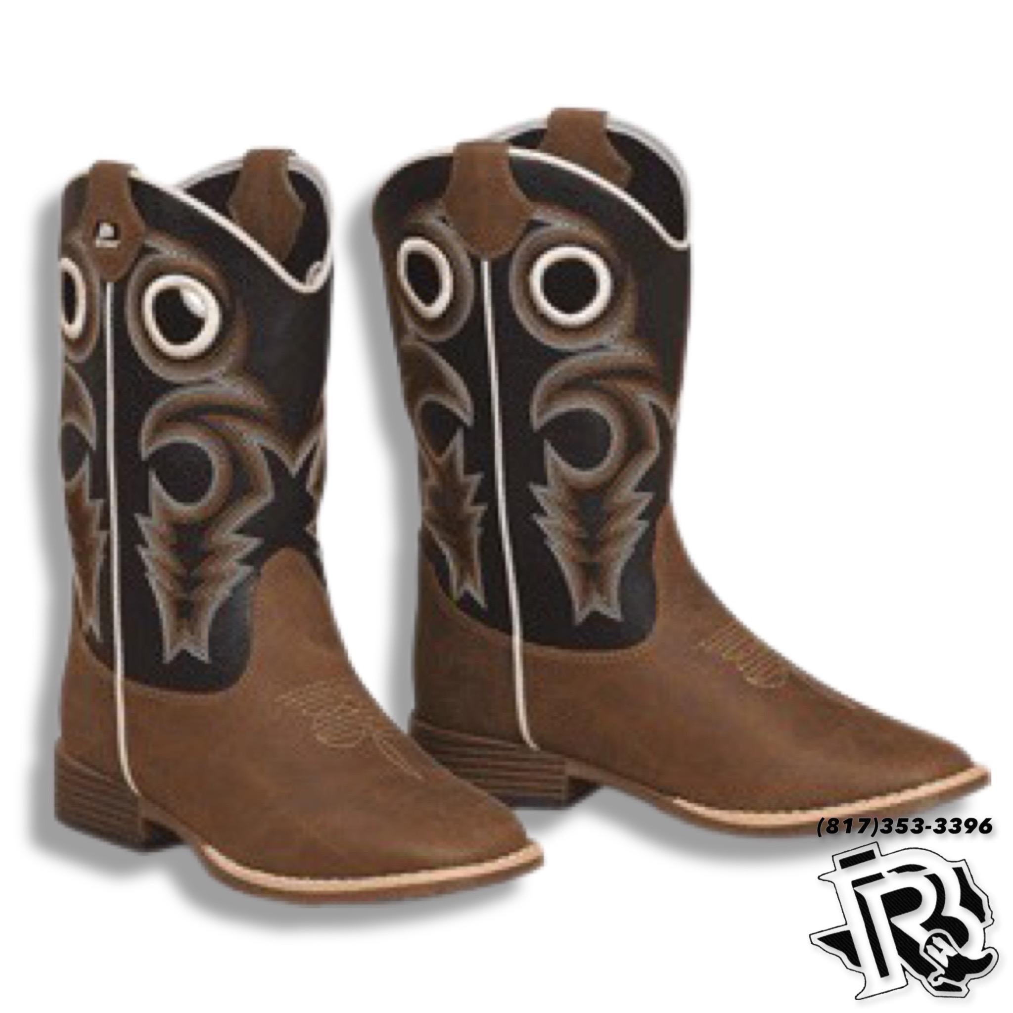 “ TRACE “ | KIDS BROWN LEATHER SQUARE TOE BOOTS (4449202) (4419202)