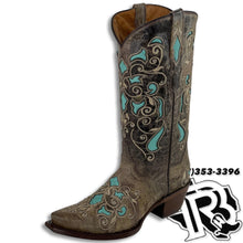 Load image into Gallery viewer, WOMEN BOOTS | TURQUOISE SNIP TOE WESTERN BOOTS STYLE #345