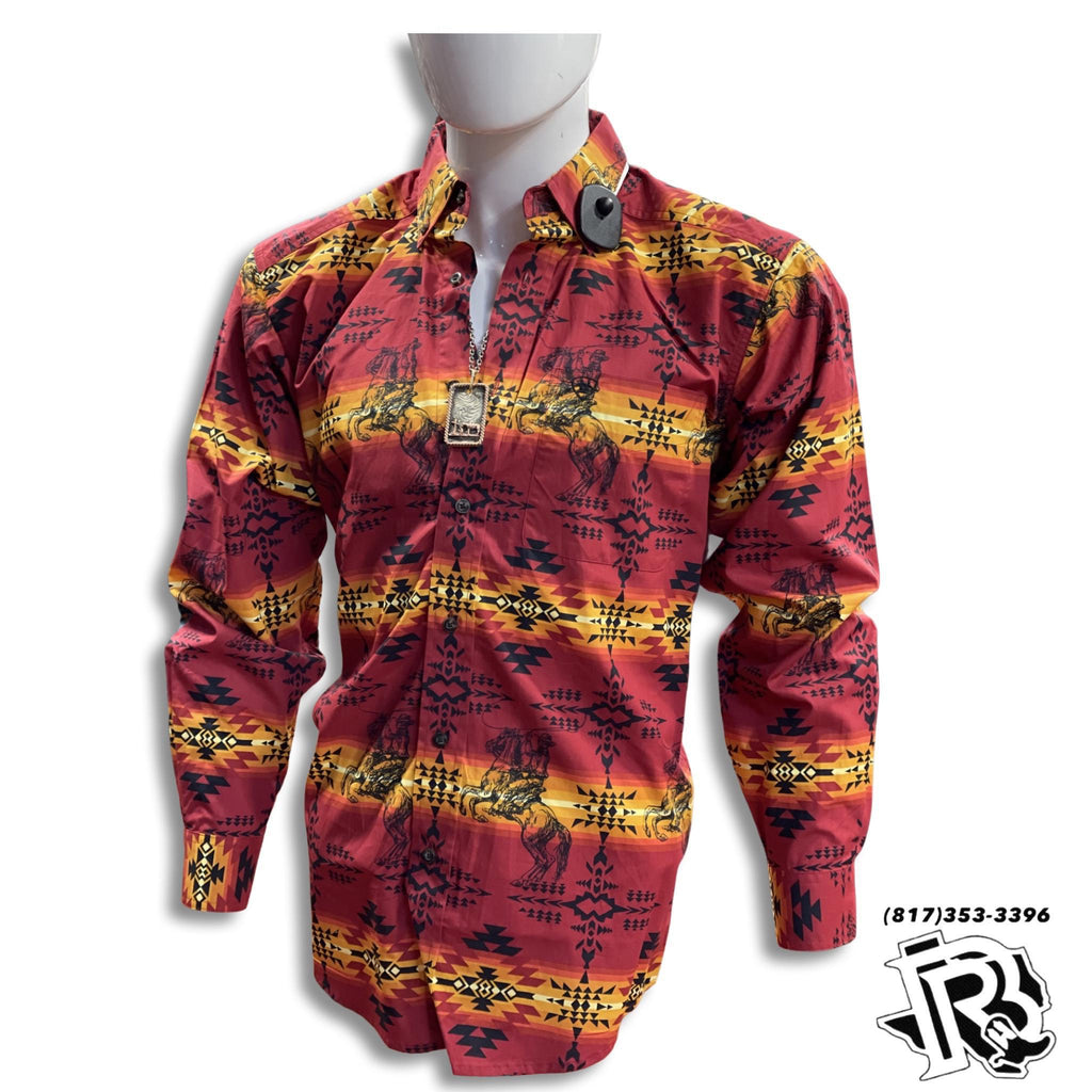 “ Ethan “ | ARIAT MEN LONG SLEEVE SHIRT RED VINTAGE DESIGN BUCKING HORSE 10041561
