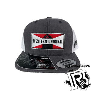 Hooey  CAPS | Grey and White 6-Panel Trucker with Patch