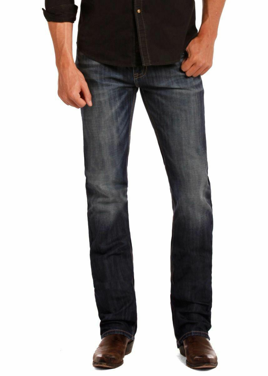 Rock & Roll Cowboy Men's Revolver Slim Straight Leg Medium Wash Jeans M1R4440