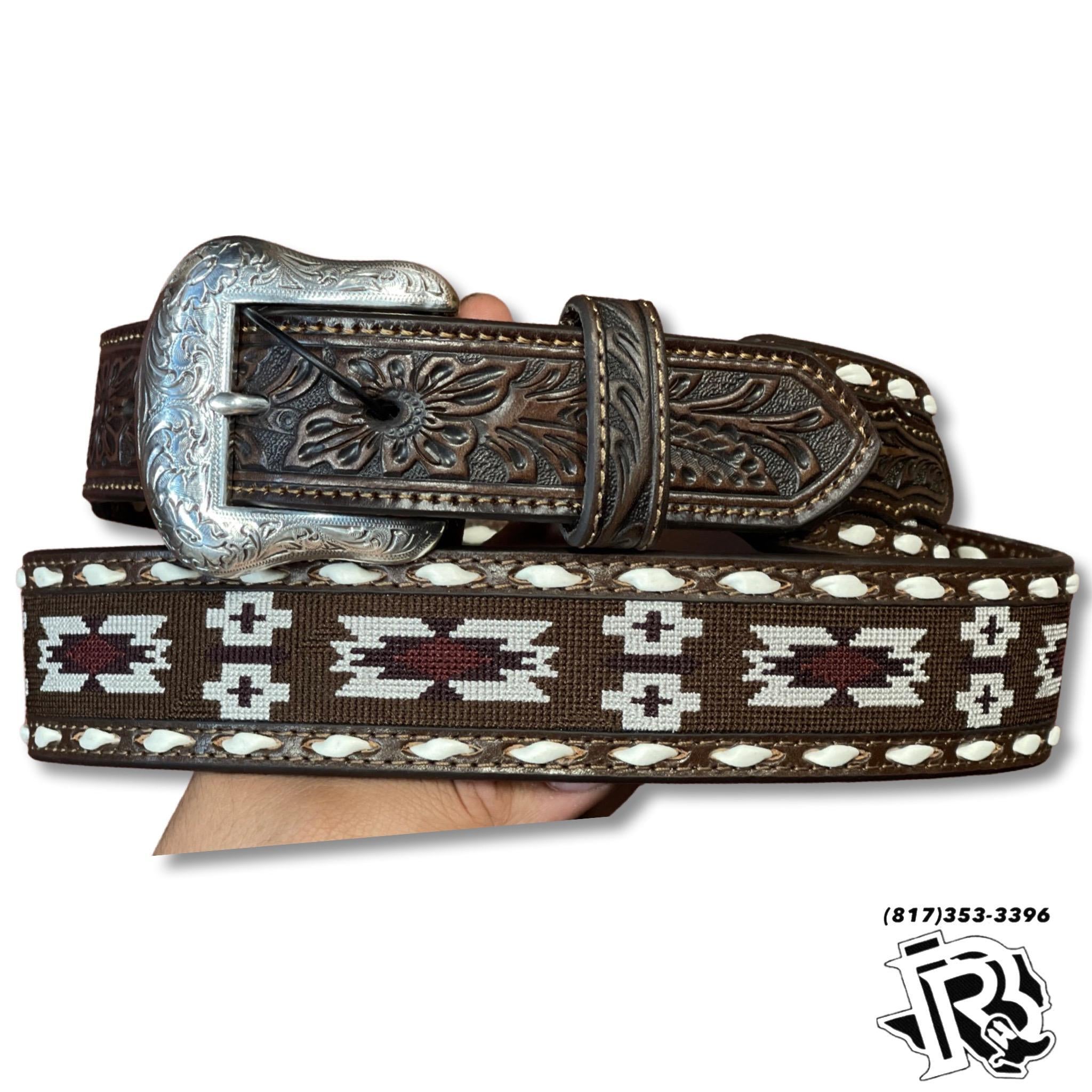 ” Aziel “ | MEN WESTERN BELT AZTEC WITH TOOLED LEATHER N210002702