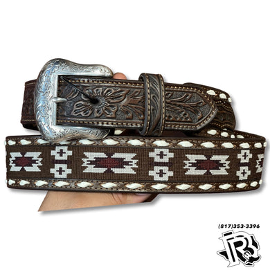” Aziel “ | MEN WESTERN BELT AZTEC WITH TOOLED LEATHER N210002702