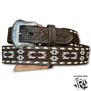 Nocona Men's Southwestern Fabric Inlay Belt