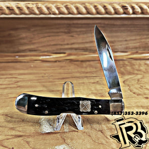 Twisted X KNIFE | 1 blade BLACK basket weave handle knife