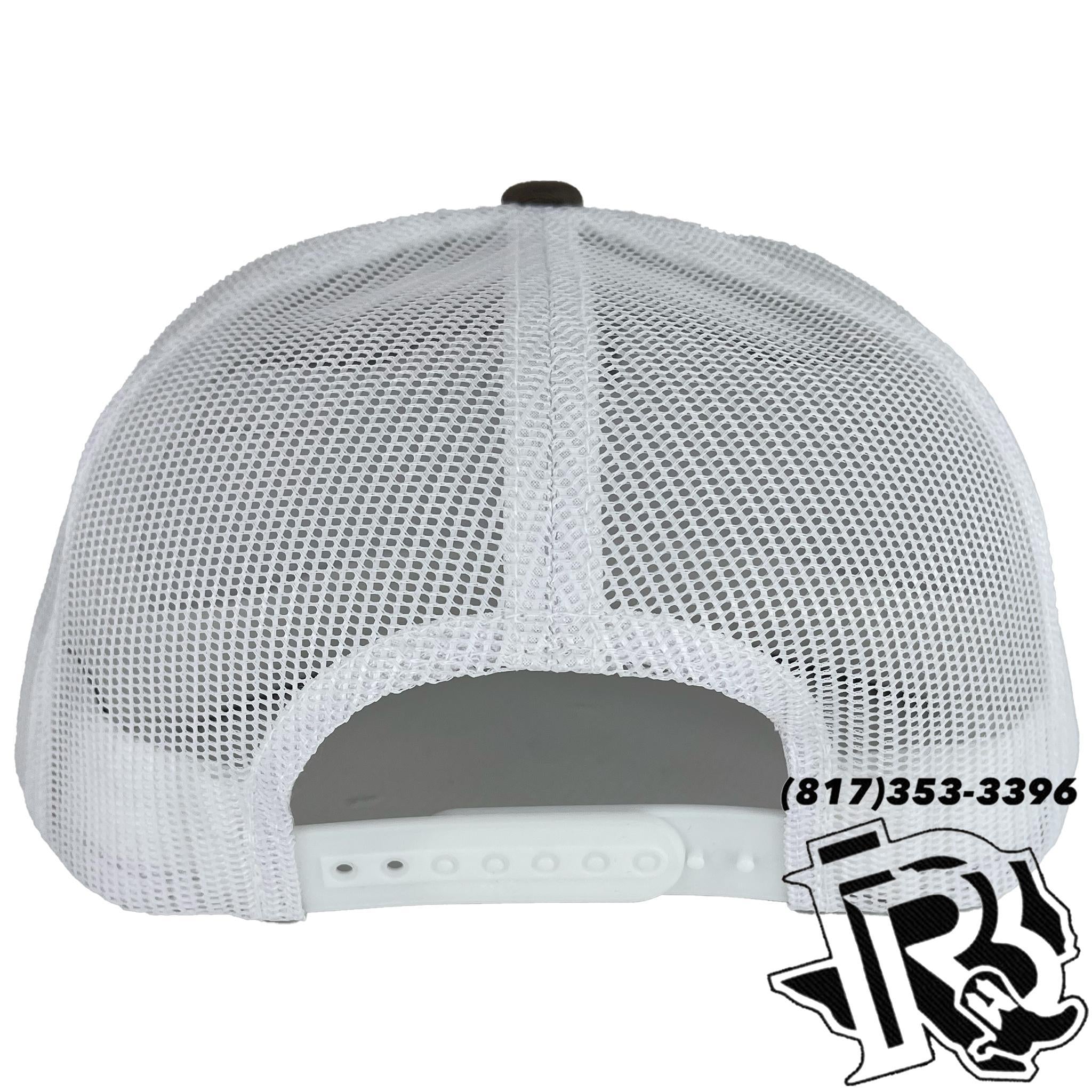 “KYLE” | BR TOOLED LEATHER PATCH CAP BROWN/WHITE