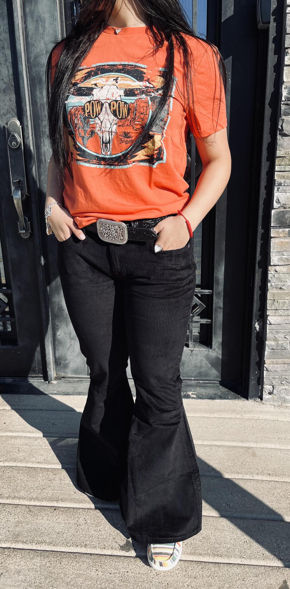 BLACK SUEDE ROCK N ROLL BELL BOTTOM