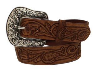 Ariat Women's 1 1/2" Floral Embossed Brown Belt| A1534202