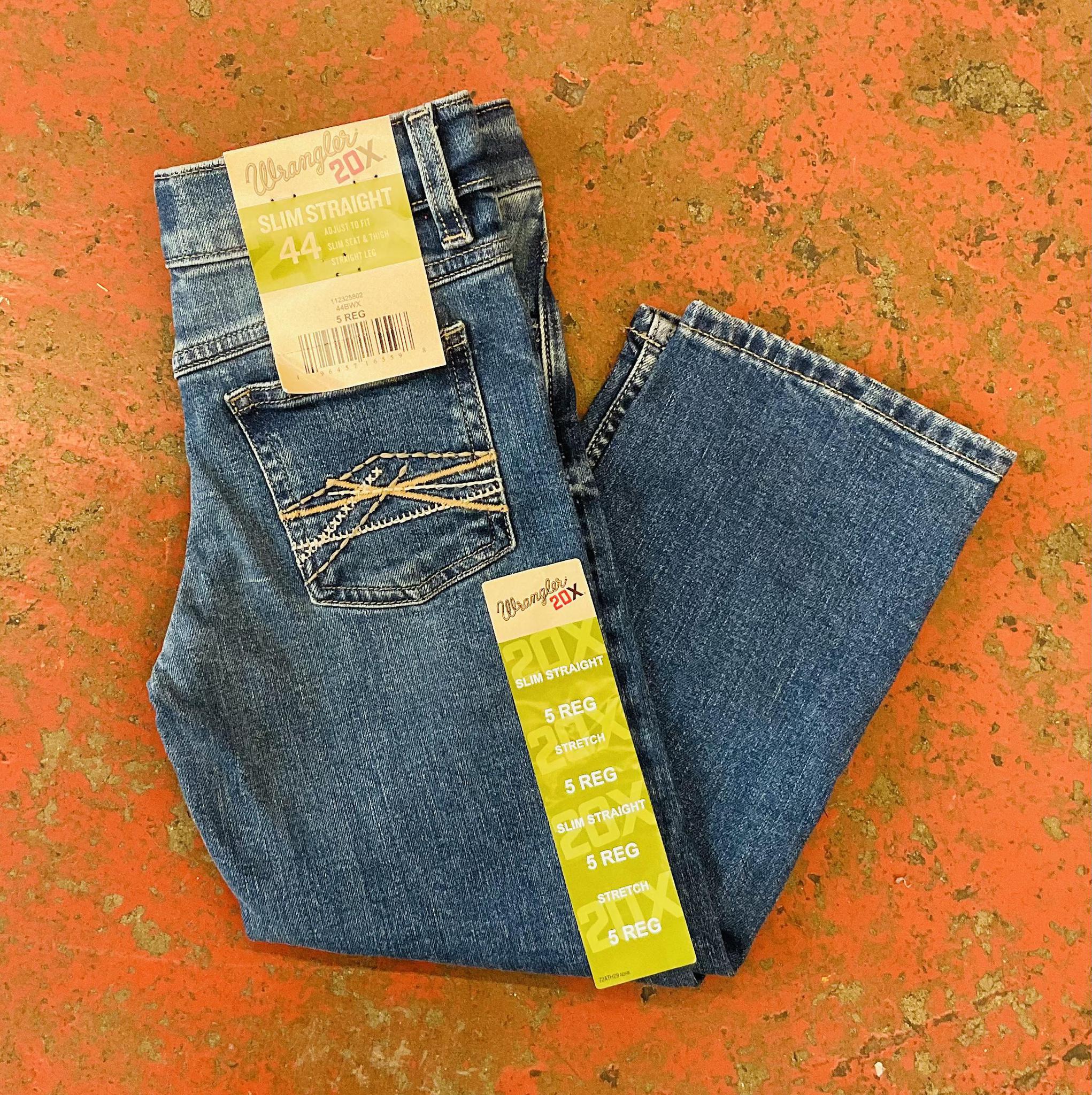 Boys wrangler 20x slim straight blue jeans | 112325802