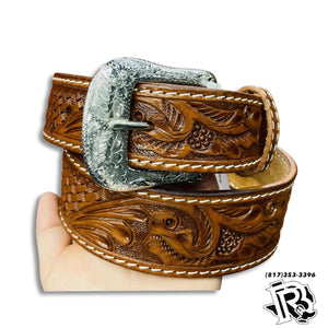 “ Issac “ | MEN WESTERN BELT BROWN TOOLED LEATHER TAPERED 1 7/8’’ to 1 1/2’’  IFB-1004 ON SALE FINAL SALE