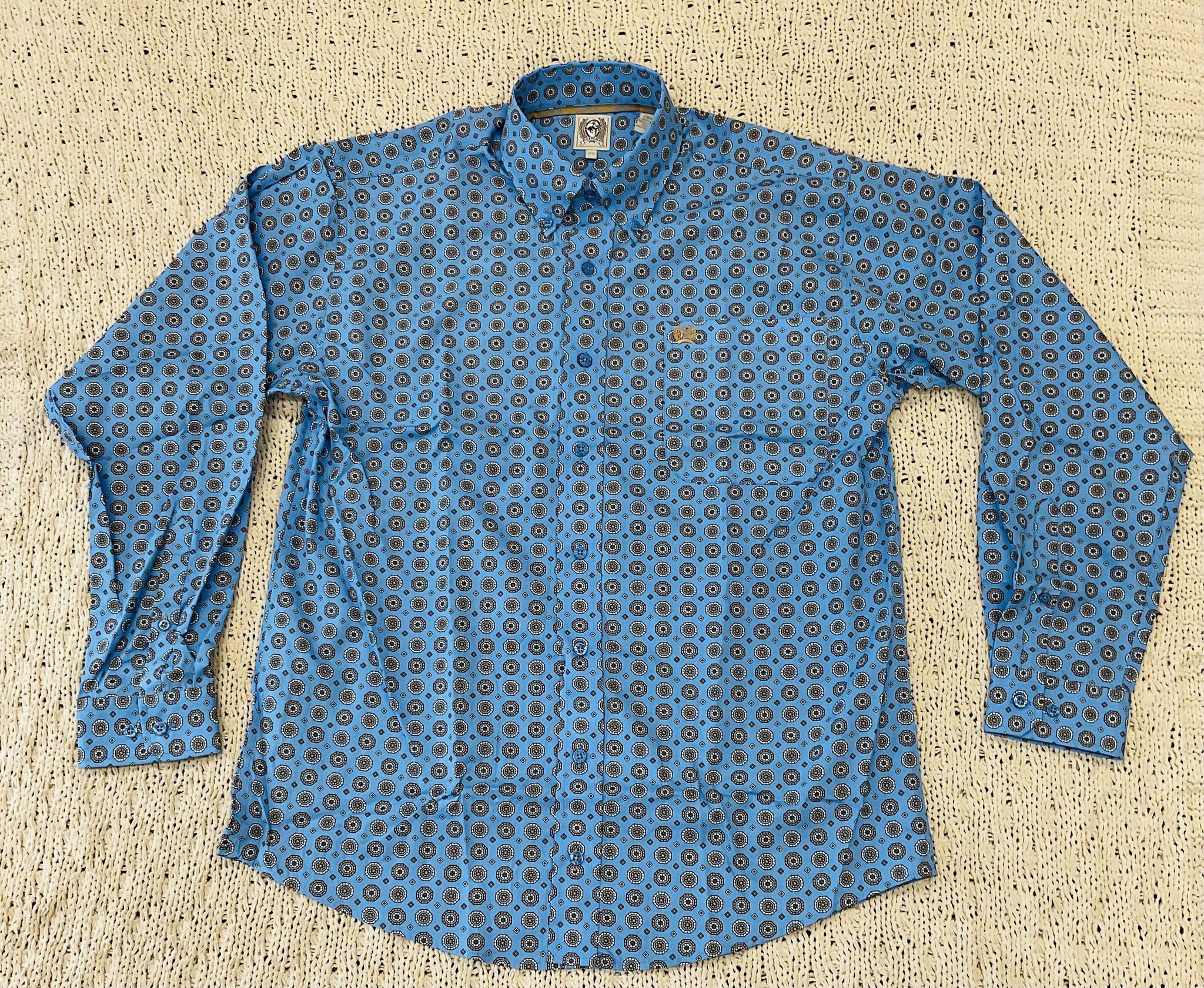 Mens long sleeve blue print blue shirt cinch | MTW1105539