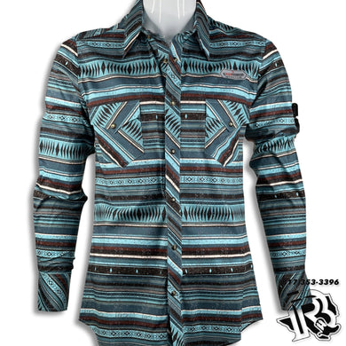 “ Harrison  “ | Men Long Sleeve Western Shirt Aquamarine B2S3330