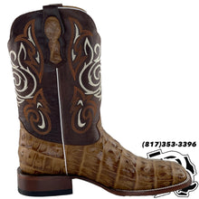 Load image into Gallery viewer, CAIMAN TAIL BELLY PRINT |  RUSTIC HONEY MEN SQUARE TOE BOOT MOH190