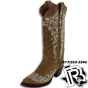 WOMEN BOOTS | BROWN WHITE EMBROIDERY STYLE #302