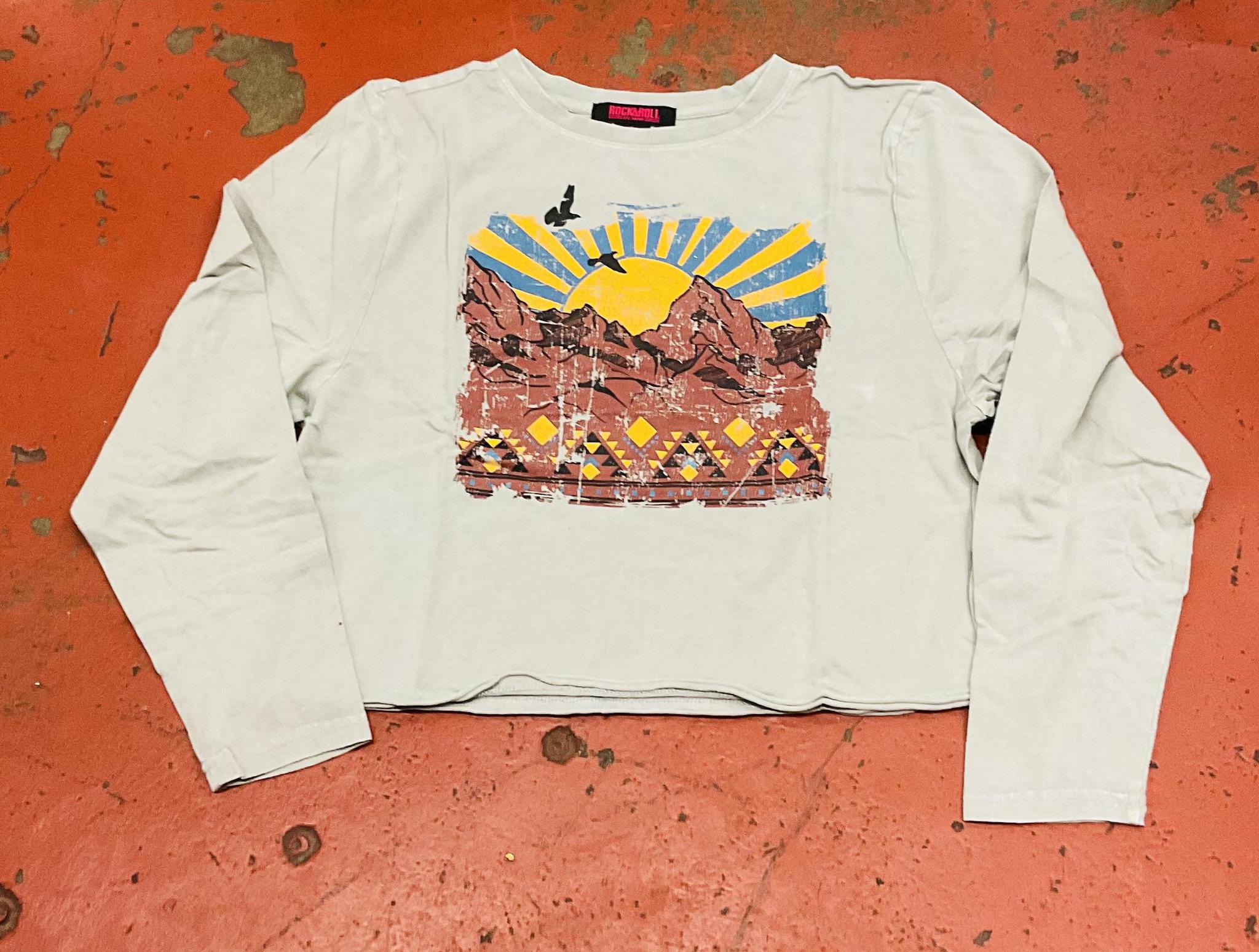 WOMENS PULLOVER WITH GRAPHIC SLATE ROCK & ROLL | RRWT91R0AY