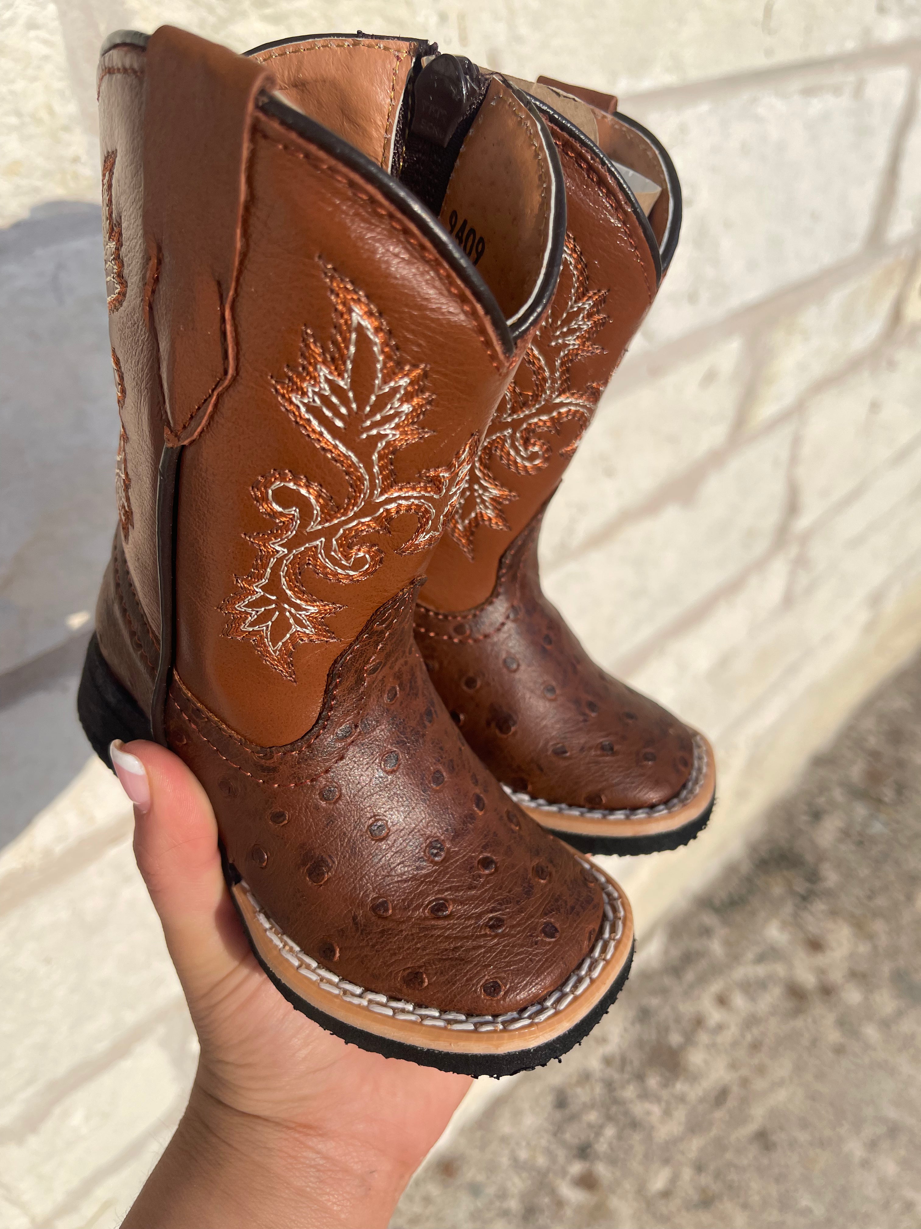 INFANT OSTRITCH PRINT COGNAC ZIPPER (200788)