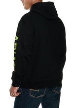 Load image into Gallery viewer, ARIAT MEN&#39;S REBAR BLACK WITH LIME GREEN LOGO PULLOVER HOODIE (10032993)