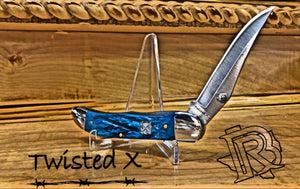 Twisted X Blue Bone Stickman Folding Knife, (XL4021)