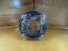 Load image into Gallery viewer, Triple Cross Engraved 2 Tone Buckle by Taylor Brand TBB4000TC