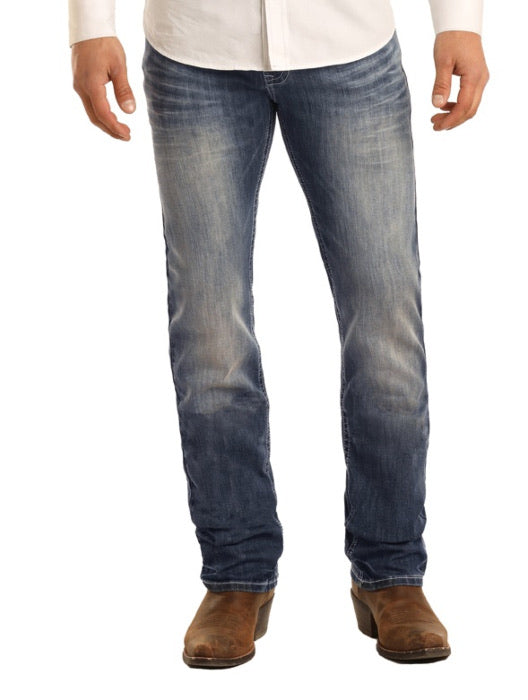 Revolver Straight Leg Reflex Jeans in Medium Wash M1R3408 ROCK & ROLL DENIM