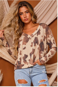 COW PRINT PULLOVER