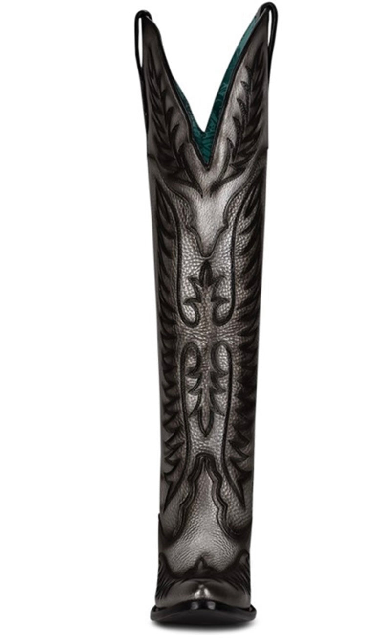 Women Corral Boots | Matte Silver Black Stitched A4213