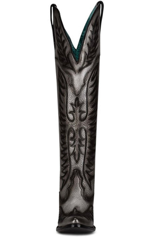 Women Corral Boots | Matte Silver Black Stitched A4213
