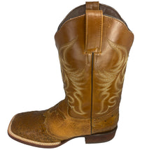 Load image into Gallery viewer, SQUARE TOE BOOT PRINT OSTRISH RUSTIC HONEY