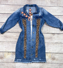 Load image into Gallery viewer, leopard  Long jean jacket