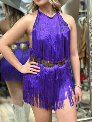 Lia purple fringe romper