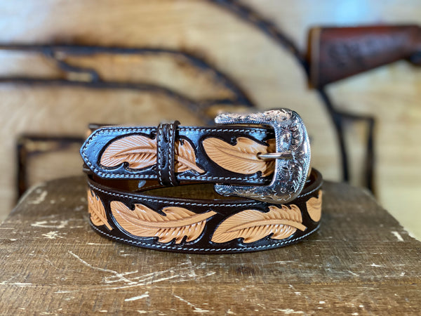 ラポドゥジェム　leather belt TWISTED X BELT | TOOLED LEATHER FEATHER X-1032 FINAL SALE – Botas