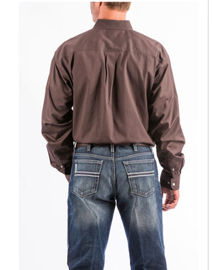 CINCH MENS LONG SLEEVE SHIRT SOLID - BROWN MTW1104236