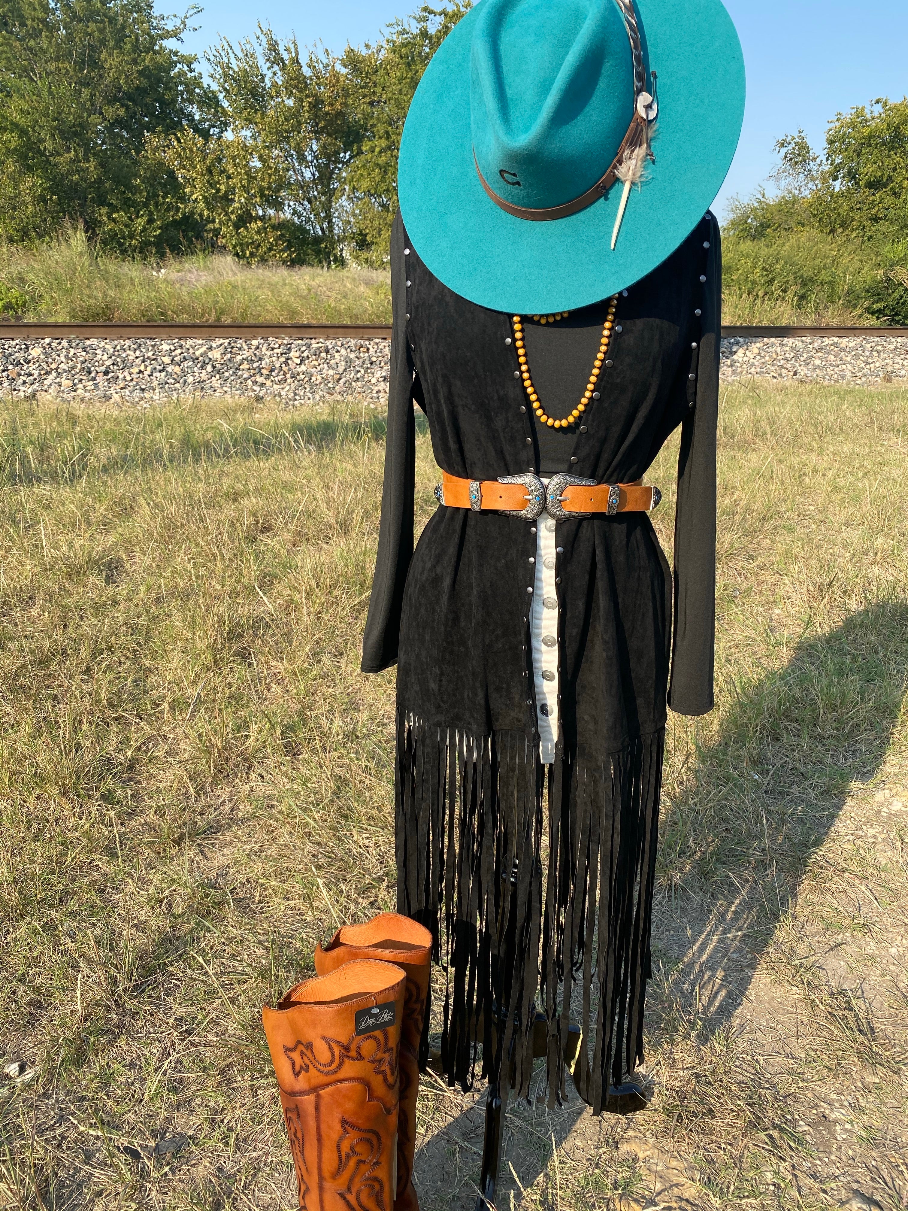 BLACK FRINGE VEST
