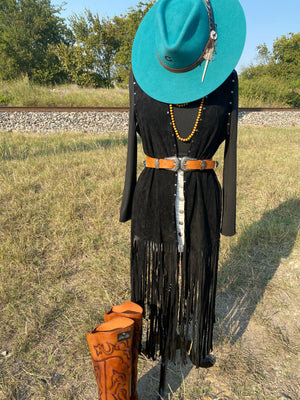 BLACK FRINGE VEST