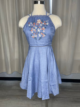 Load image into Gallery viewer, MARY EMBROIDERED DOUBLE STRAP APRON DRESS