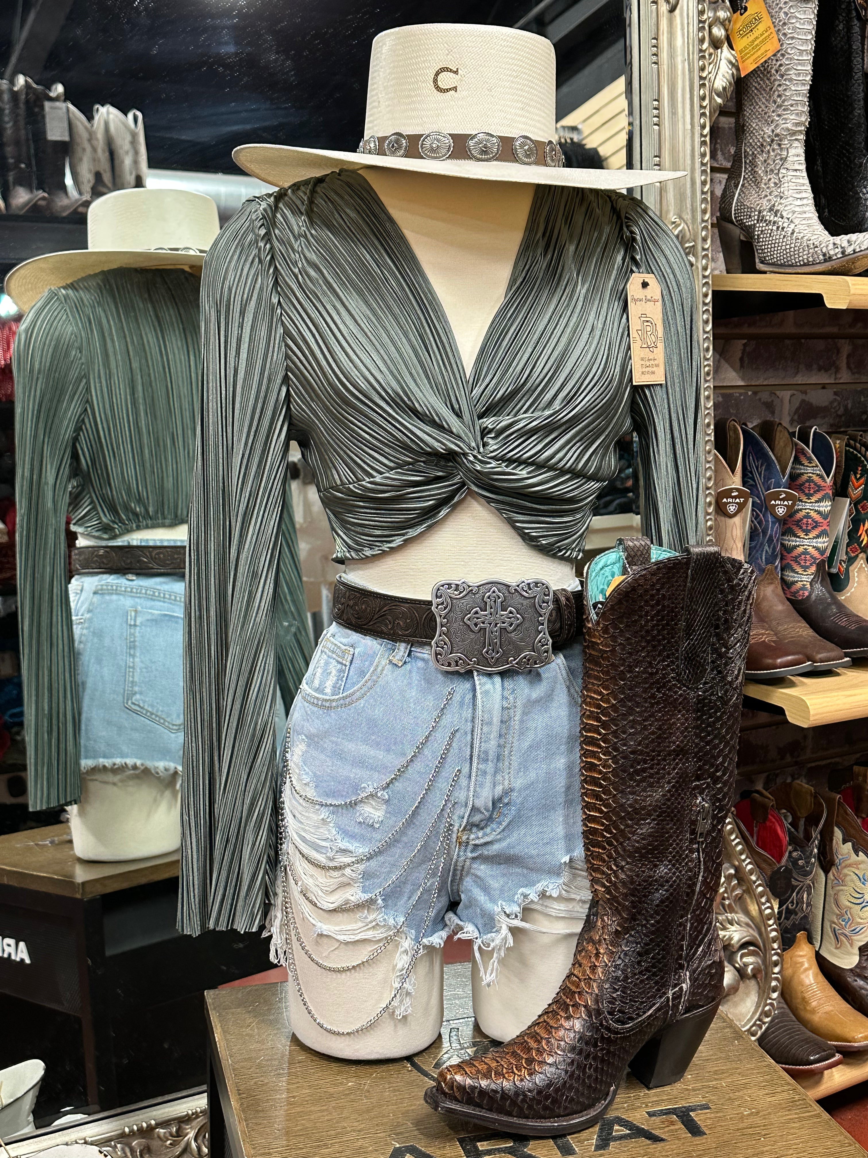 Sol Olive Green Top