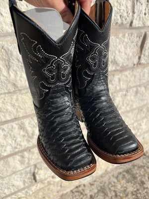 Danny Black python print kids boots
