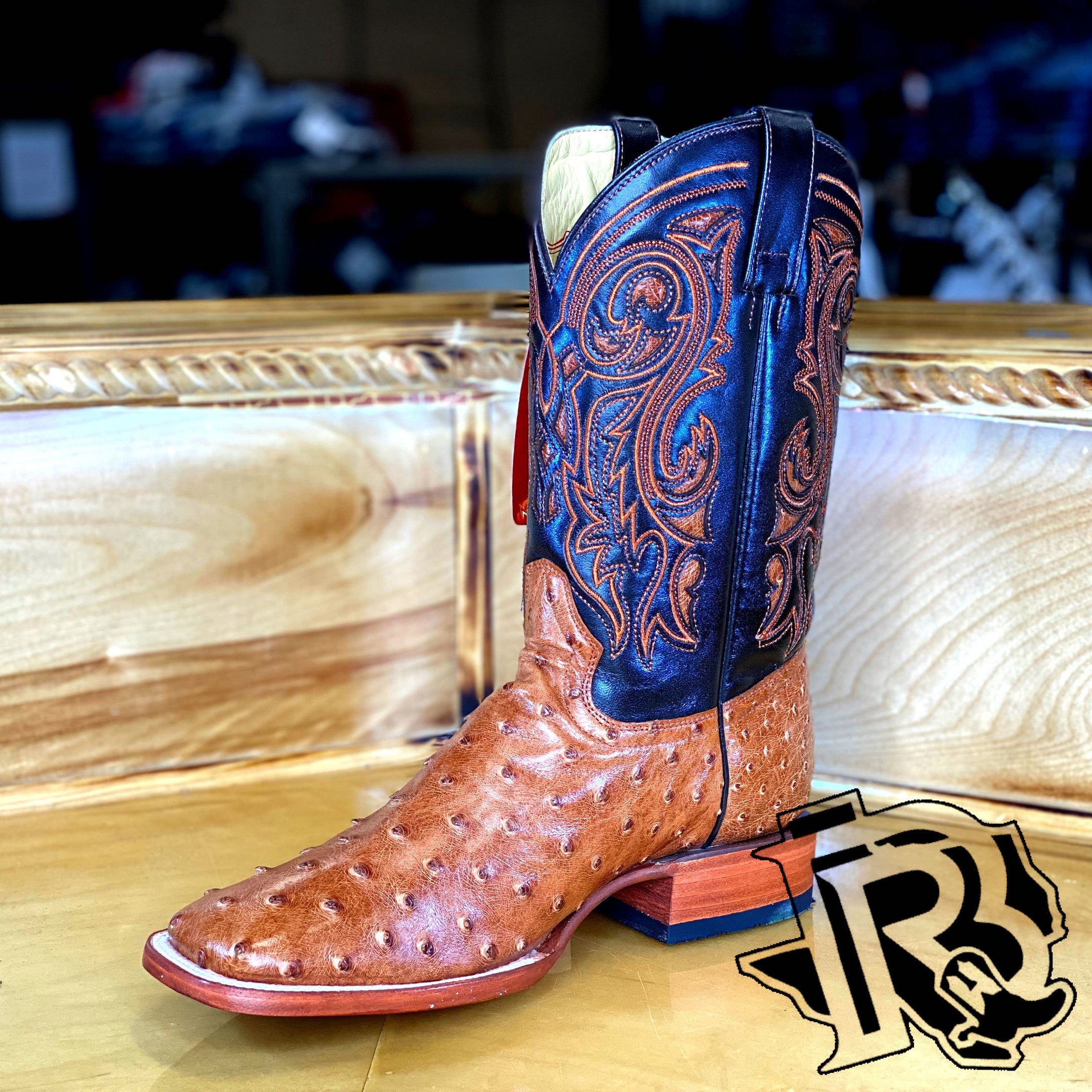 BR BOOTS: ORIGINAL OSTRISH COGNAC SQUARE TOE BOOT