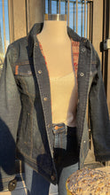 Load image into Gallery viewer, “ Gianna “ | WOMEN CINCH JACKET DENIM DARK WASH WITH AZTEC PRINT MAJ9878004