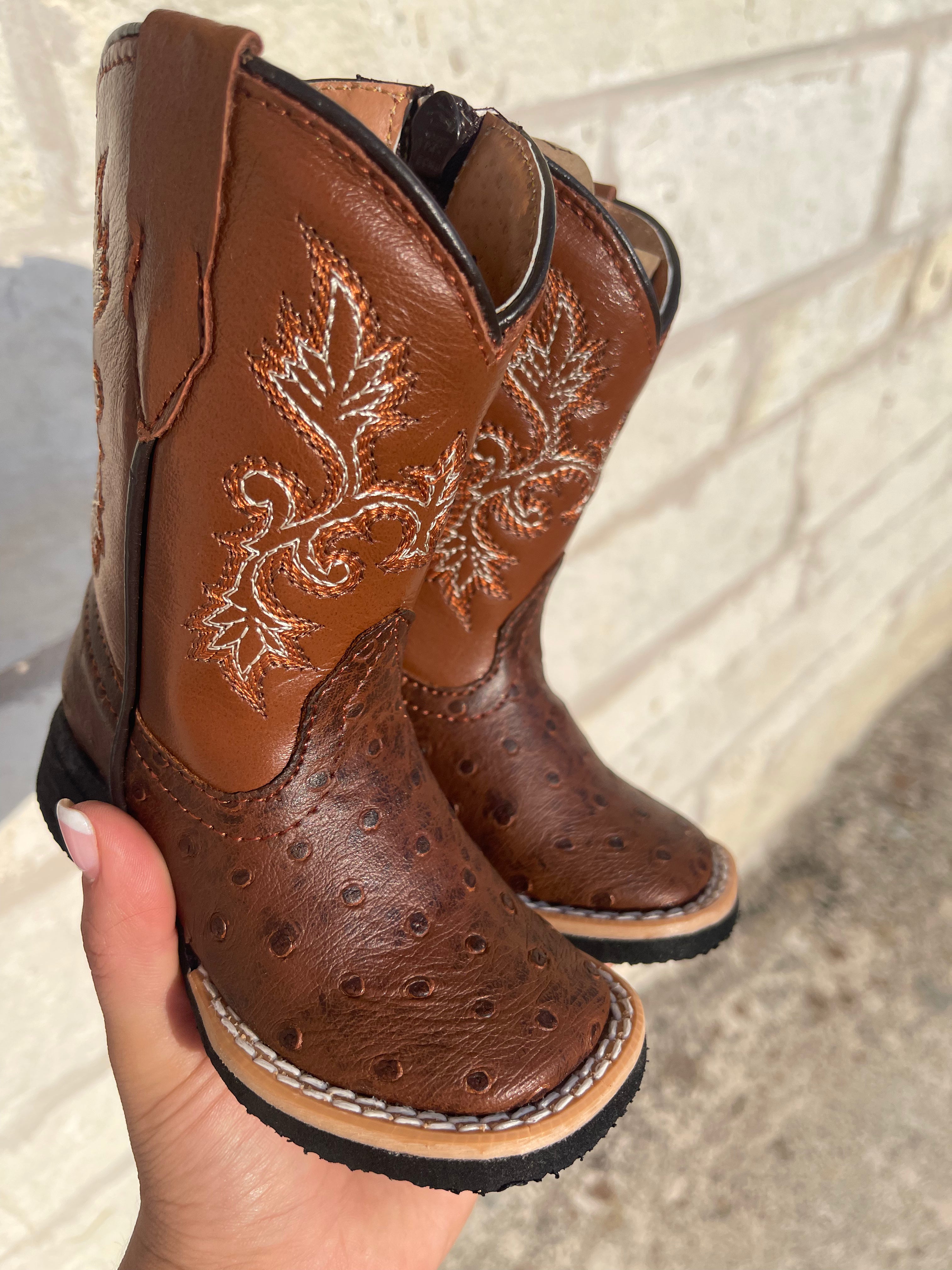 INFANT OSTRITCH PRINT COGNAC ZIPPER (200788)